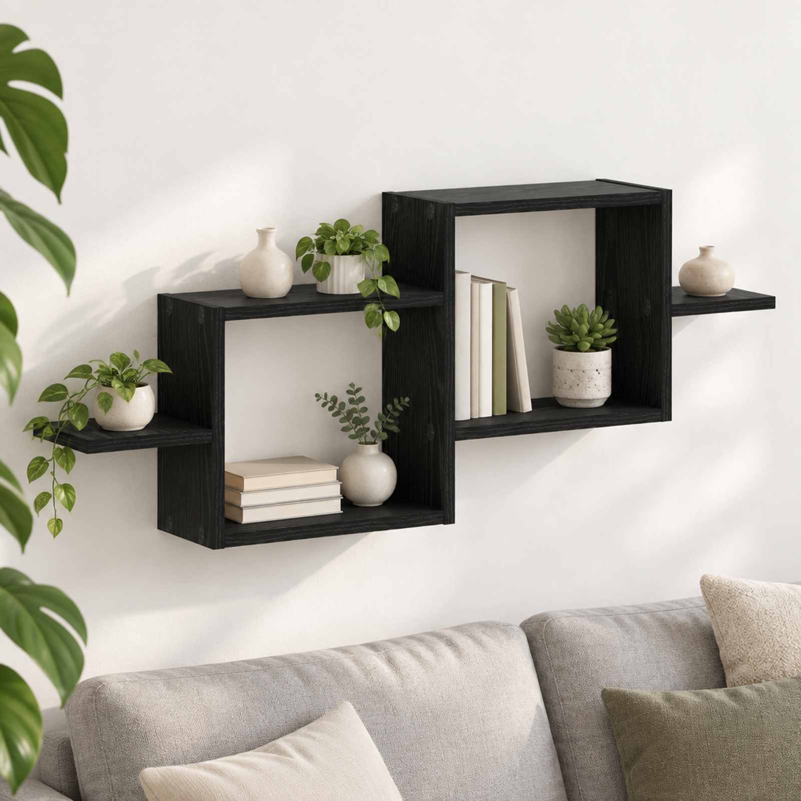 vidaXL Vegghylle Svart eik 95 x 17 x 37 cm Konstruert tre