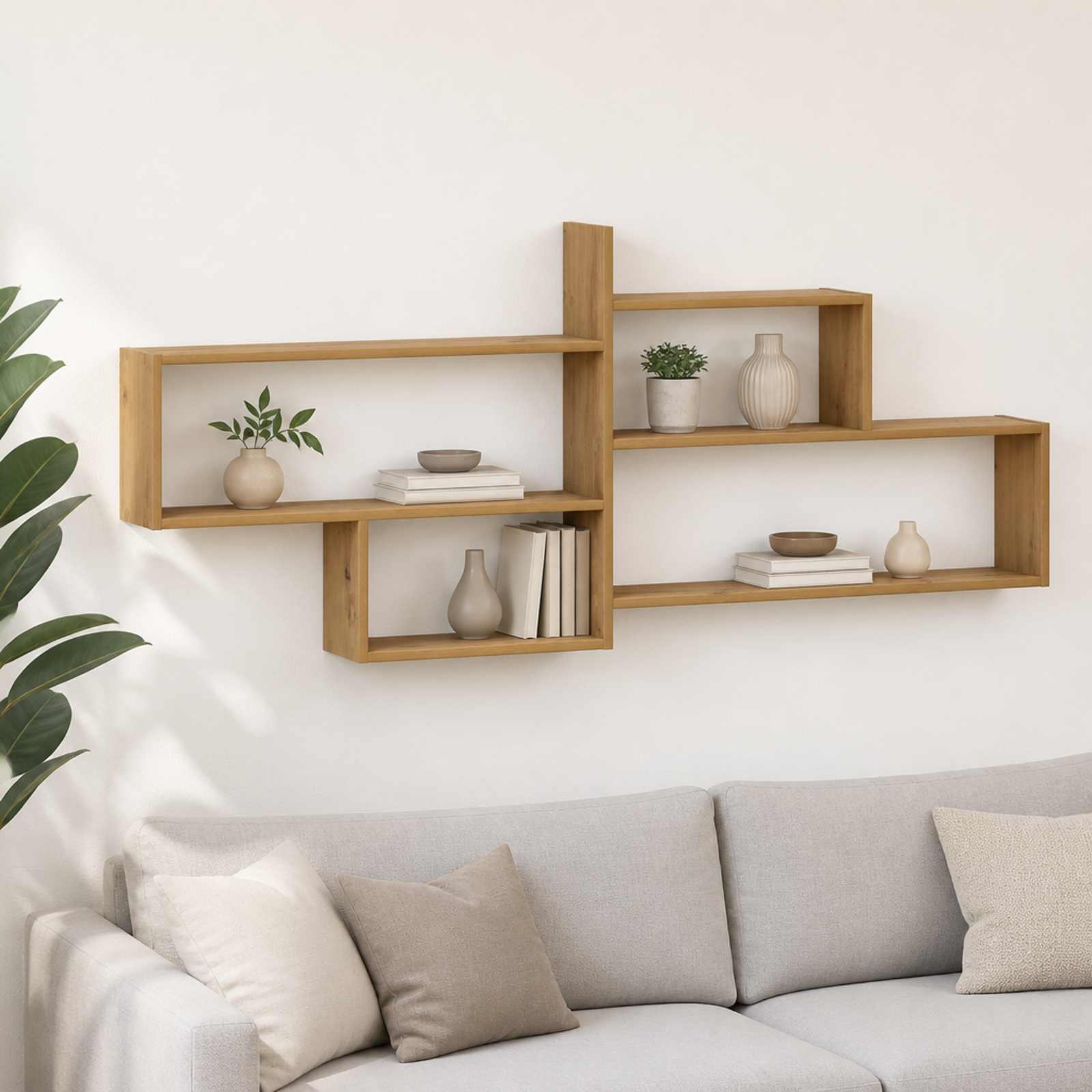 vidaXL Vegghylle Artisan eik 168.5 x 17 x 68 cm Konstruert tre