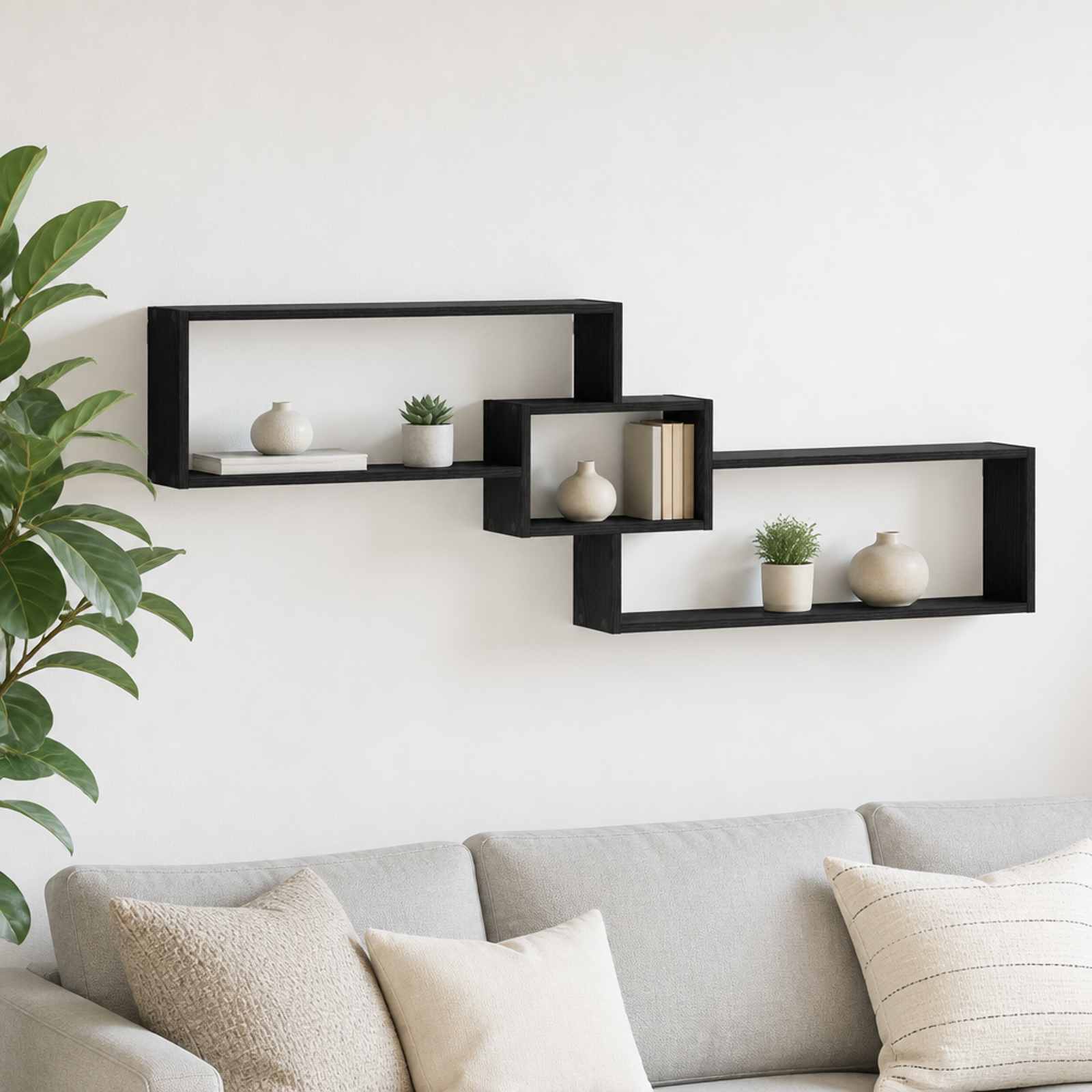 vidaXL Vegghylle Svart eik 158 x 17 x 53 cm Konstruert tre
