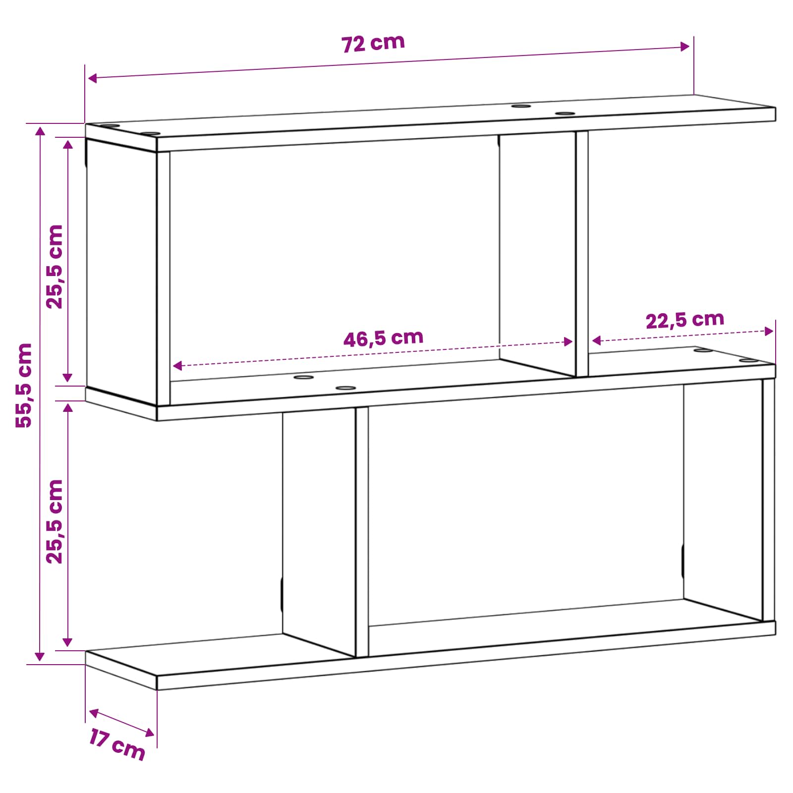 Stenska polica Artisan hrast 72 x 17 x 55,5 cm predelan les