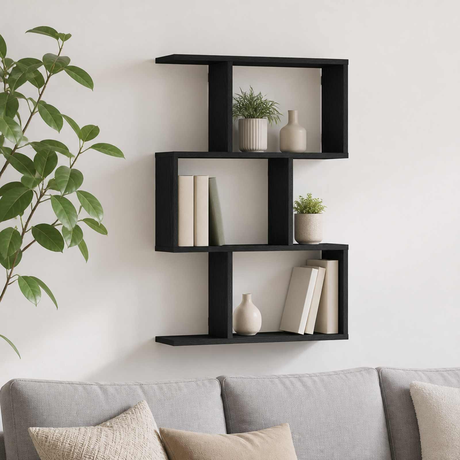 vidaXL Vegghylle Svart eik 72 x 17 x 105 cm Konstruert tre