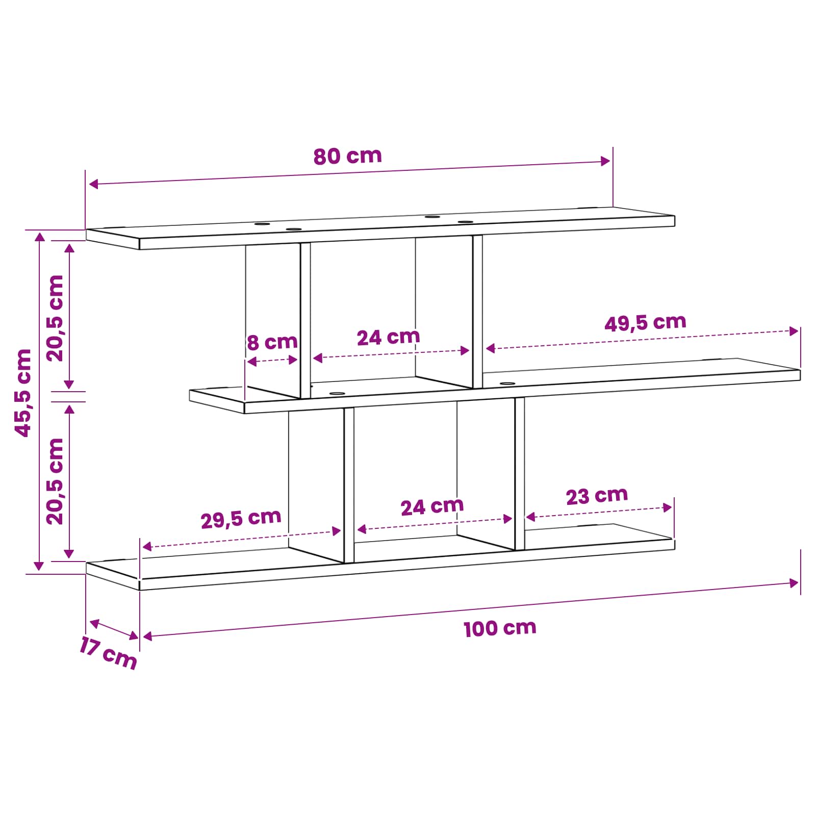 Stenska polica Sonoma hrast 100 x 17 x 45,5 cm Inženirski les