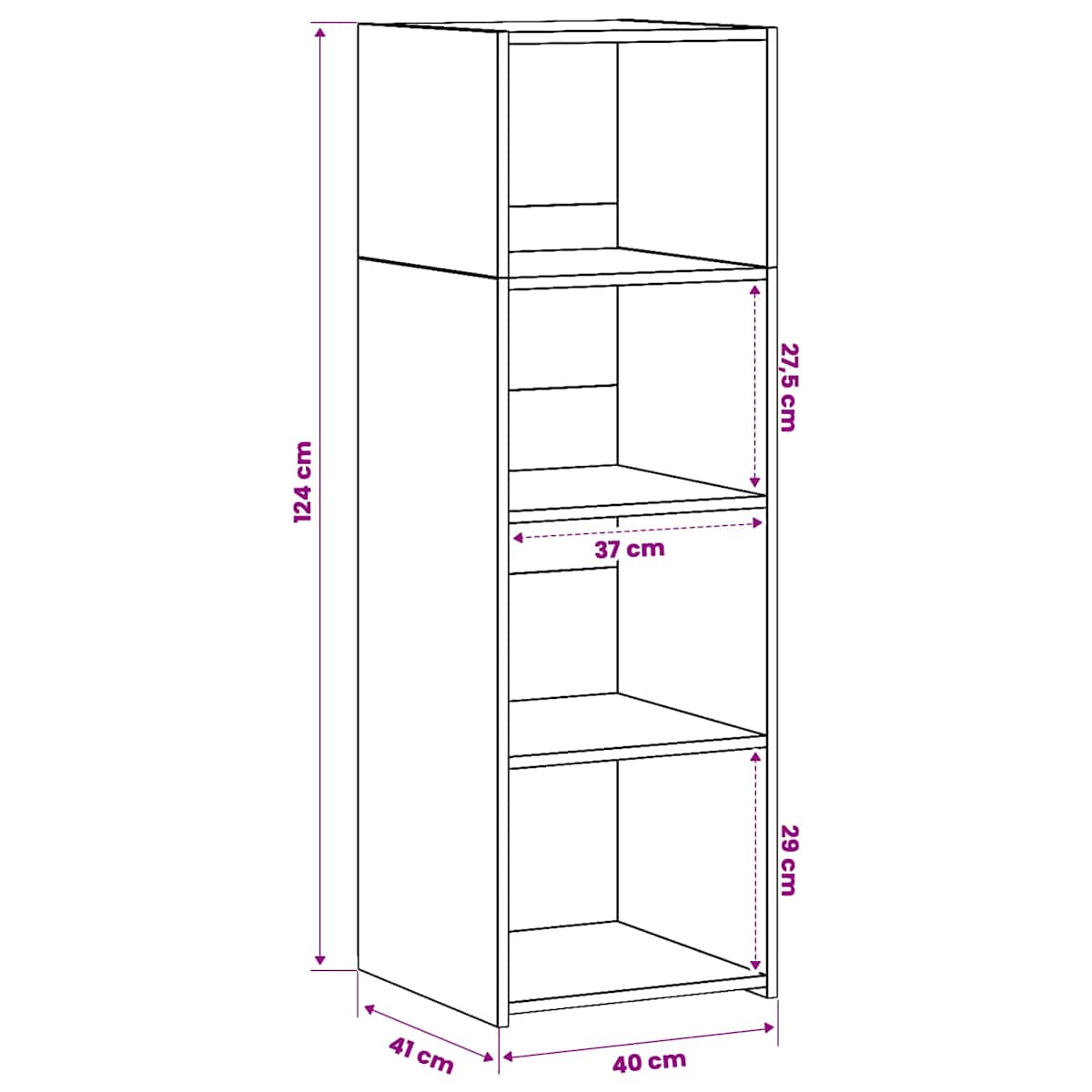 Highboard 40 x 41 x 124 cm Konstrueret træ - Billede 8