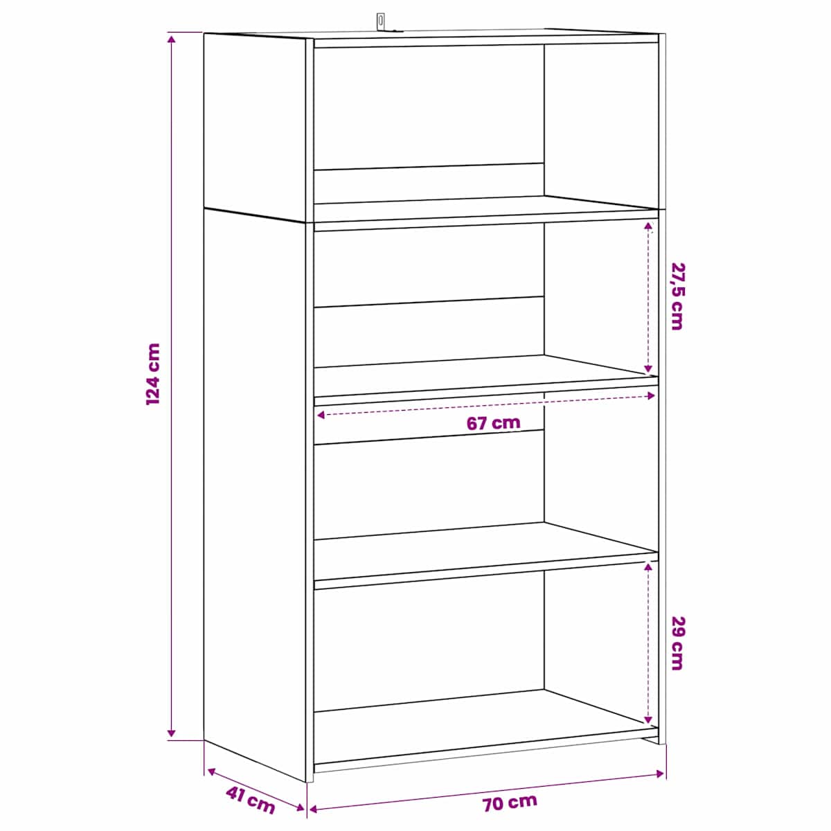 Highboard 70 x 41 x 124 cm Konstrueret træ - Billede 8
