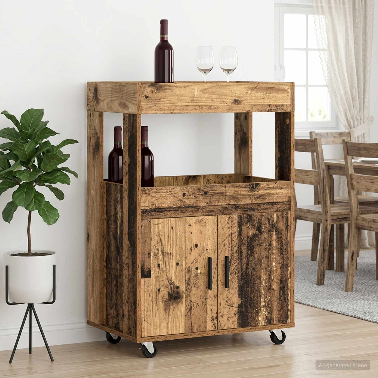 Бар Карт Дъбова дървесина 60 x 39,5 x 89 см Инженерна дървесина