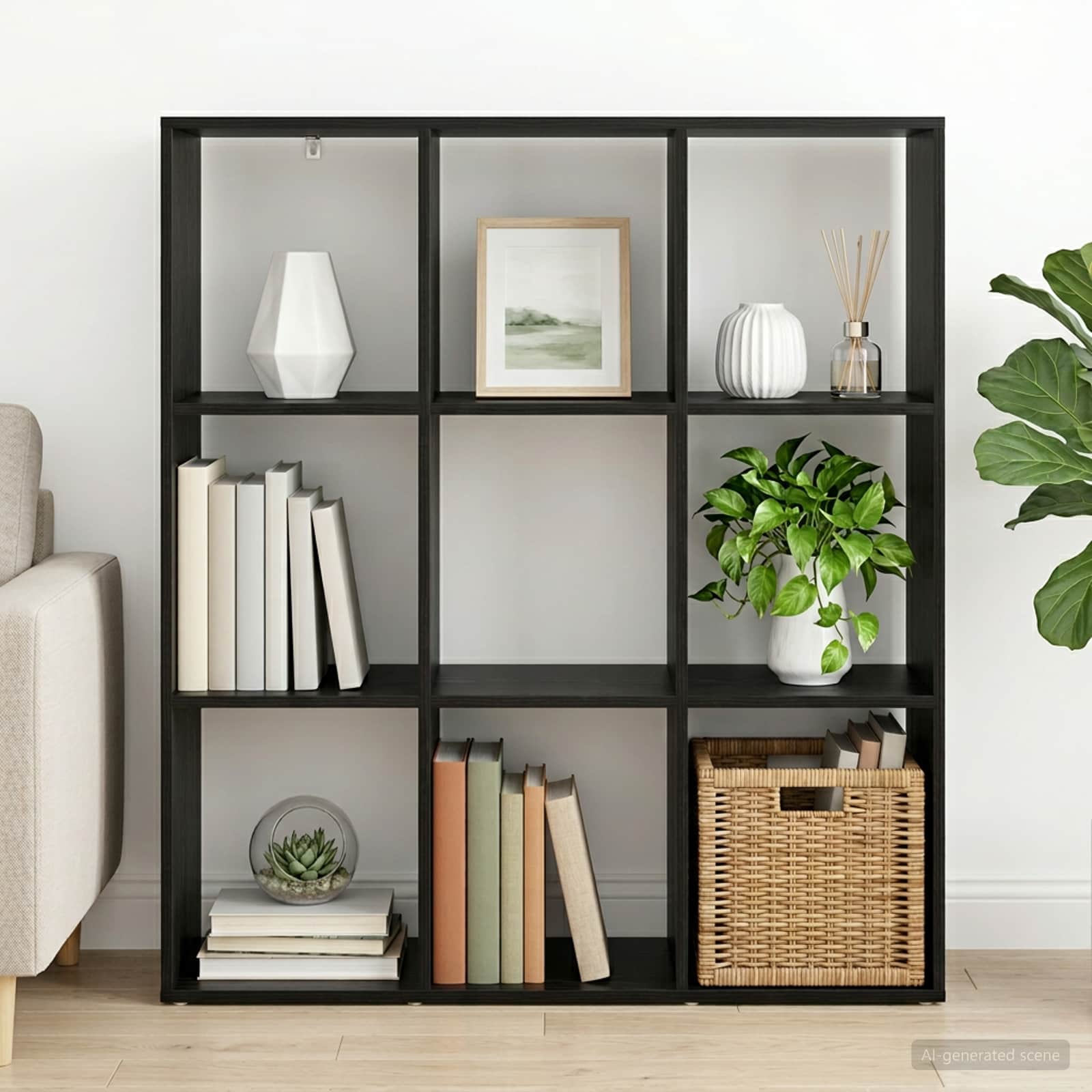Шкаф за книги 102 x 29 x 103,5 см Инженерна дървесина Черен дъб
