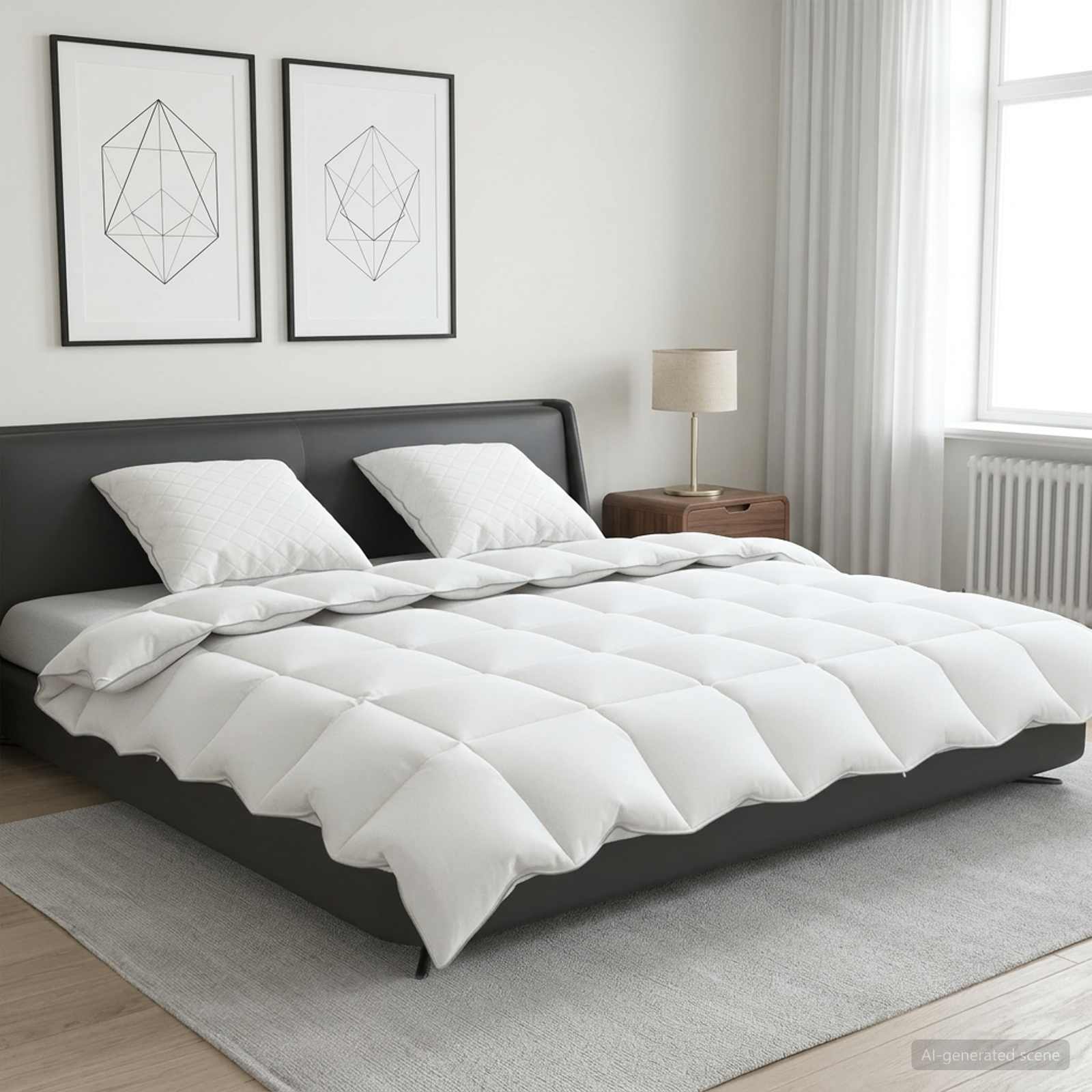 90% ganzen dons dekbedset FULDA 3 st 200 x 200 cm Winter Wit – afbeelding 1