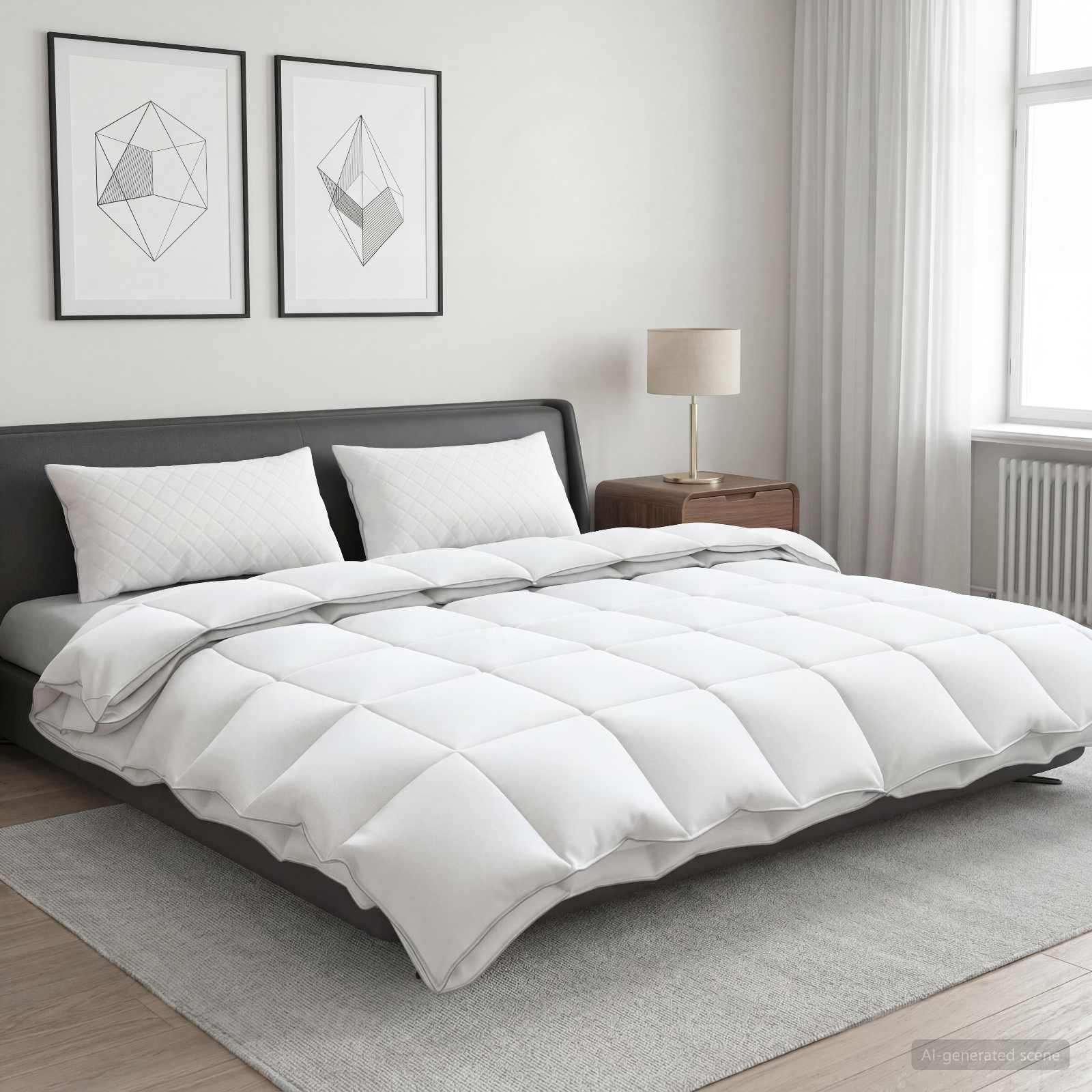 90% ganzen dons dekbedset FULDA 3 st 200 x 200 cm 310 GSM Wit – afbeelding 1
