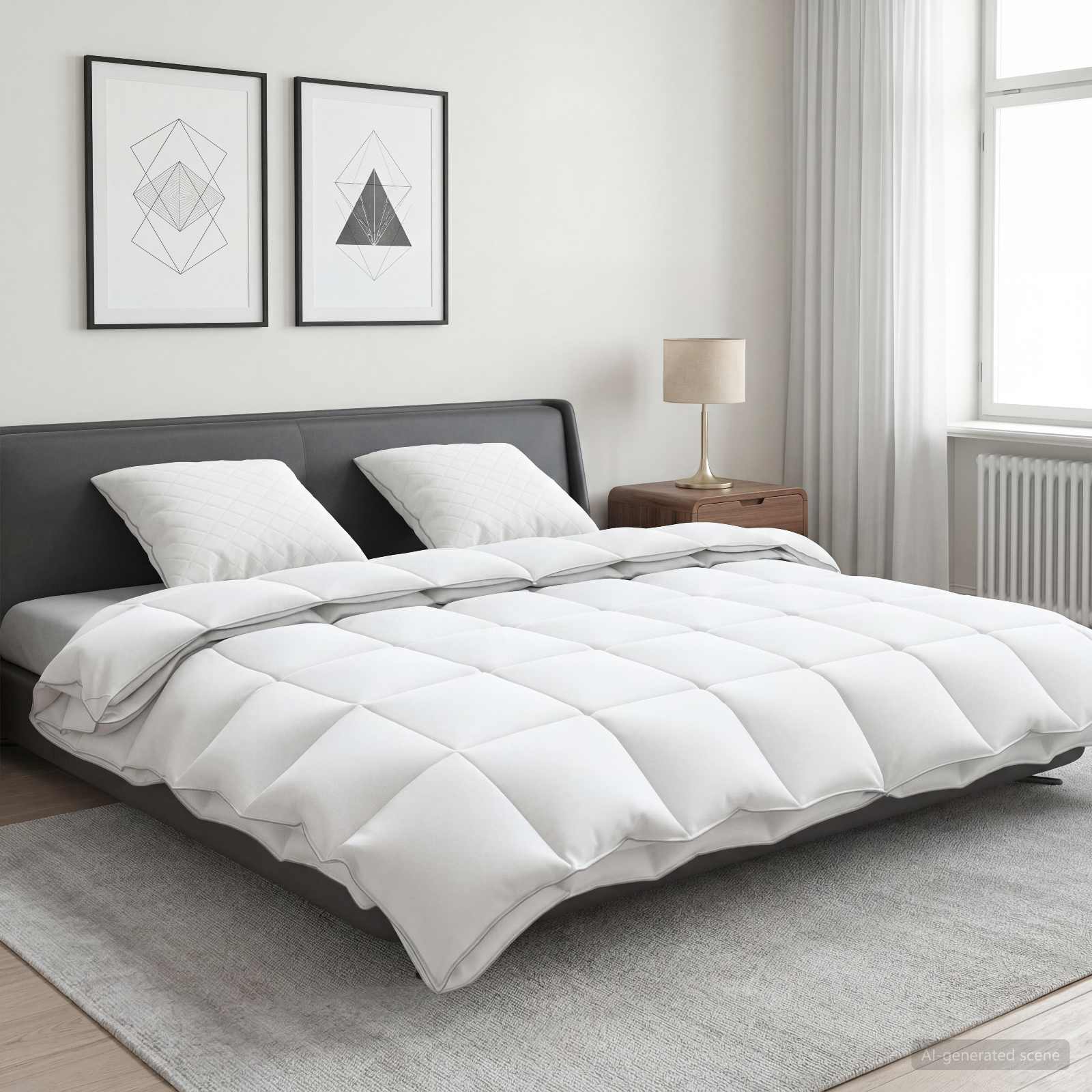 90% ganzen dons dekbedset FULDA 3 st 200 x 200 cm 310 GSM Wit – afbeelding 1