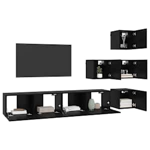 Sestava TV skříněk 6 pcs 80 x 30 x 30 cm Černý dub - obrázek 3