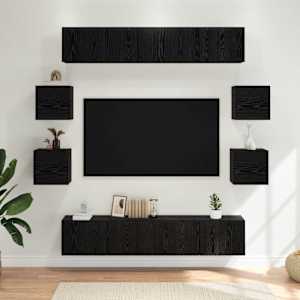 Komplet TV omaric 8 pcs 80 x 30 x 30 cm Črni hrast