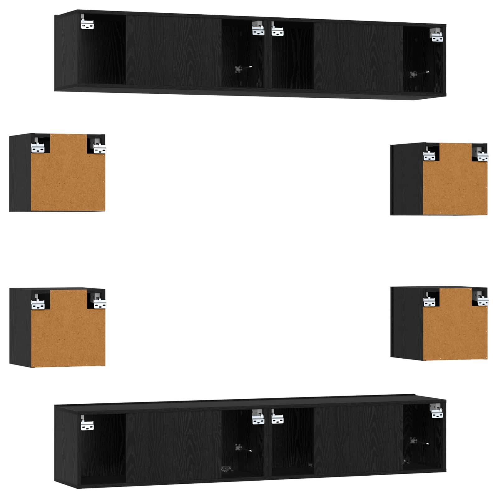 TV-tasosetti 8 pcs 80 x 30 x 30 cm Musta tammi Tekninen puu - Image 8