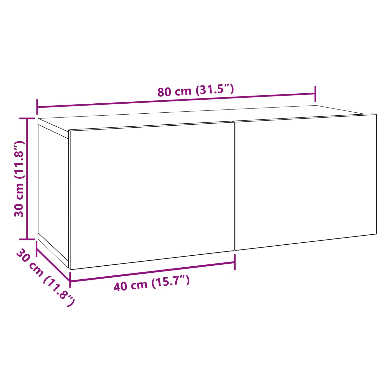 TV-tasosetti 8 pcs 80 x 30 x 30 cm Musta tammi Tekninen puu - Image 10