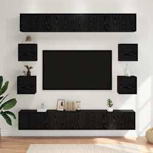 Komplet TV omaric 8 pcs 100 x 30 x 30 cm Črni hrast