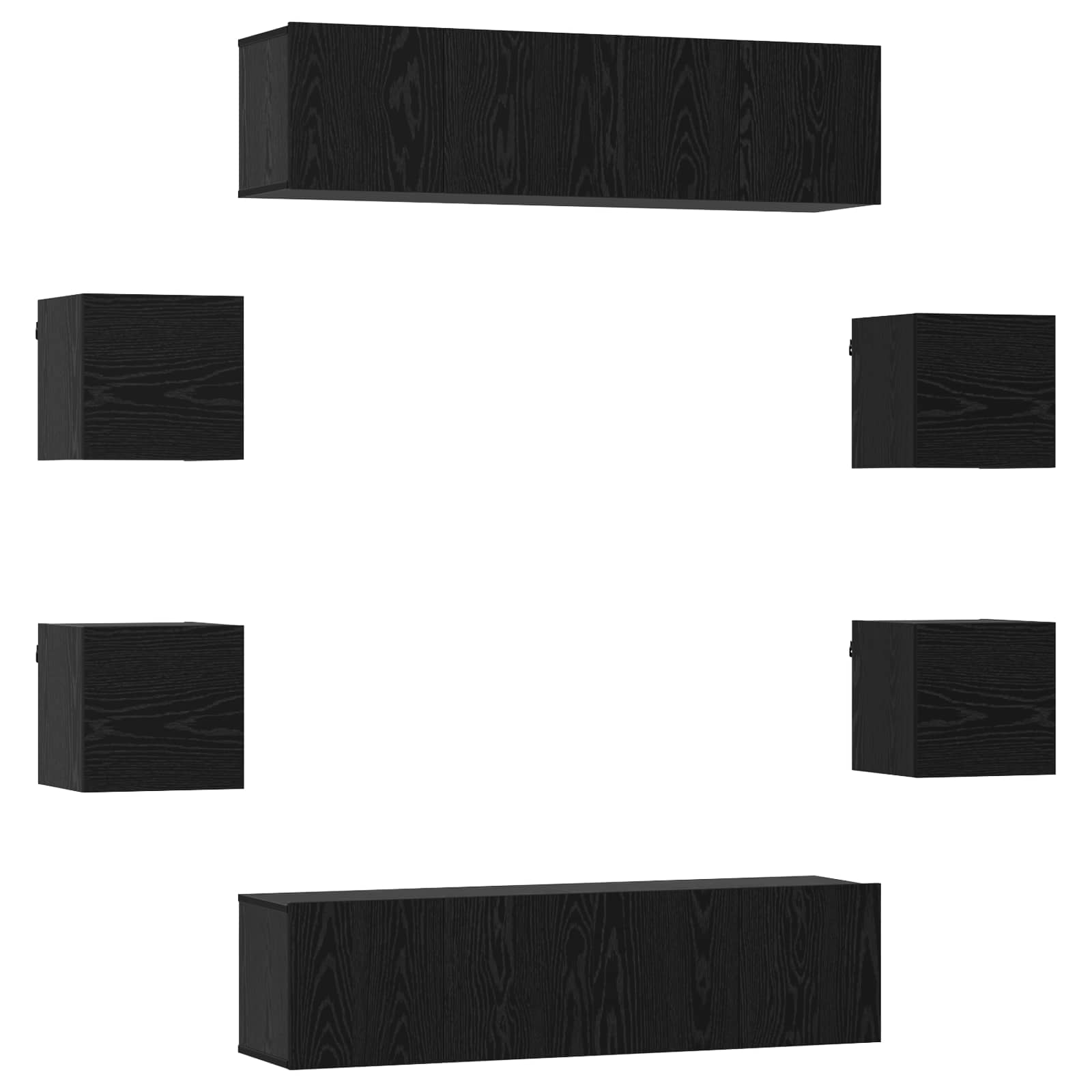 TV-tasosetti 8 pcs 120 x 30 x 30 cm Musta tammi Tekninen puu - Image 2