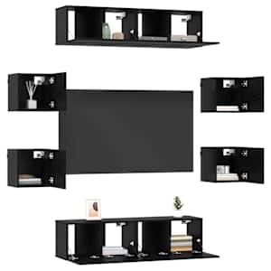 Sestava TV skříněk 8 pcs 120 x 30 x 30 cm Černý dub - obrázek 3