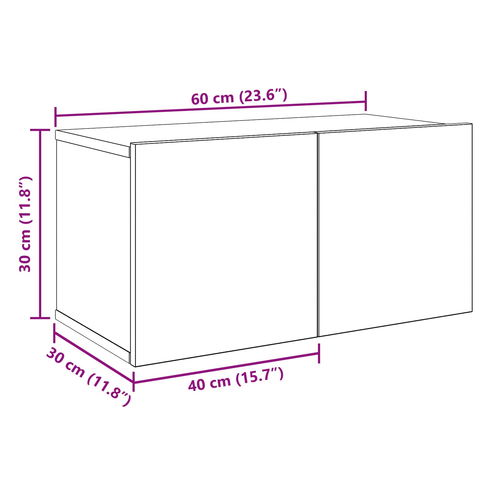 TV-tasosetti 8 pcs 120 x 30 x 30 cm Musta tammi Tekninen puu - Image 10