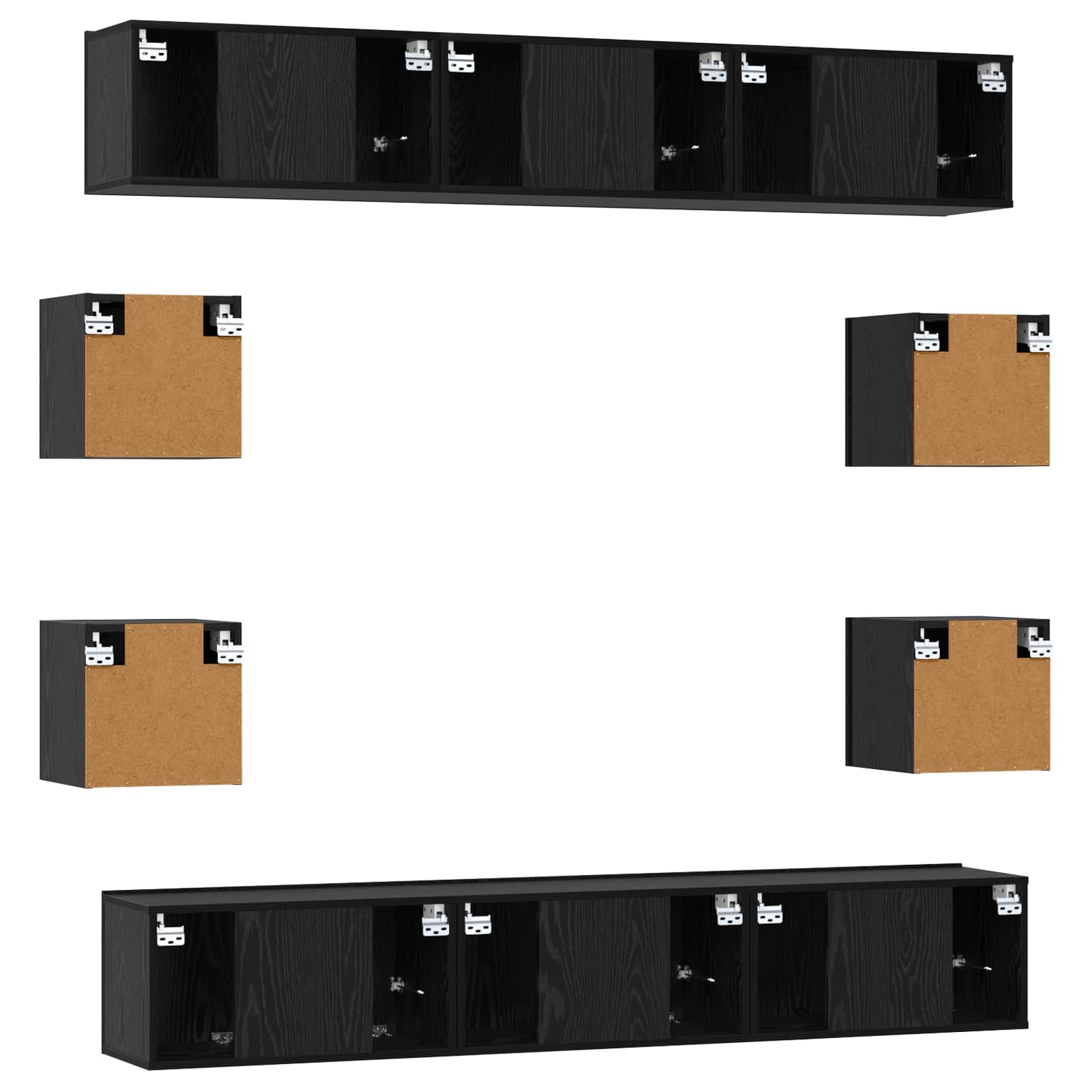 TV-tasosetti 10 pcs 180 x 30 x 30 cm Musta tammi Tekninen puu - Image 8