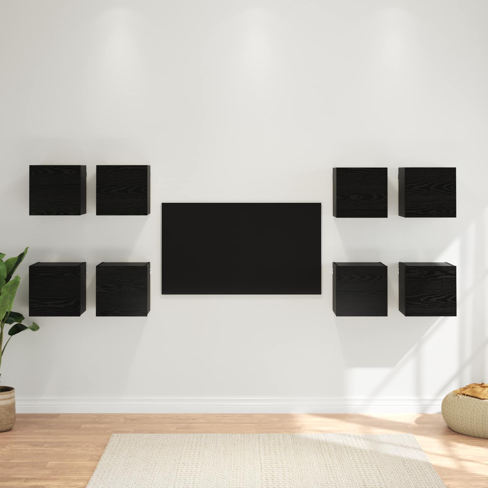 vidaXL Dulap TV montat pe perete 8 pcs Stejar Negru 30,5 x 30 x 30 cm
