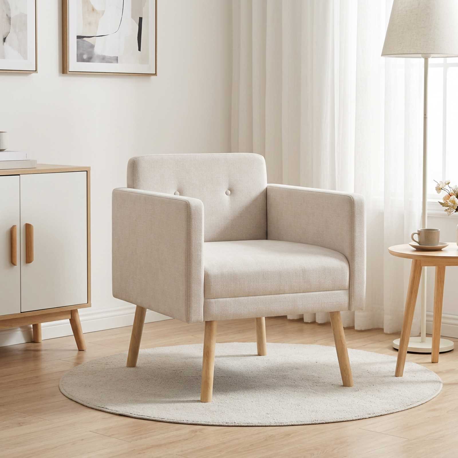 vidaXL Akzentstuhl Creme Chenille-Stoff vidaXL Akzentstuhl Creme Chenille-Stoff