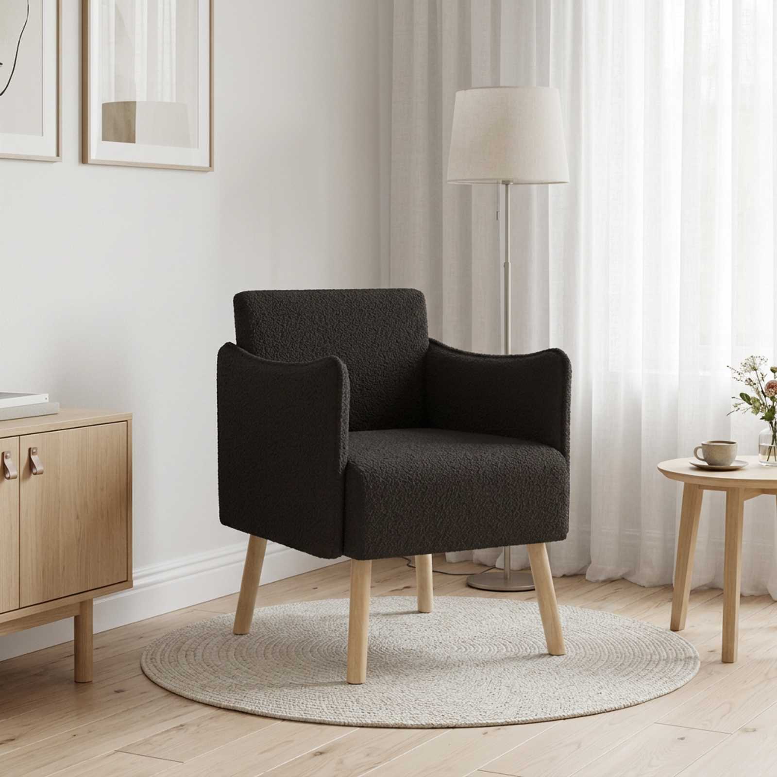 vidaXL Accentstol Sort Bouclé