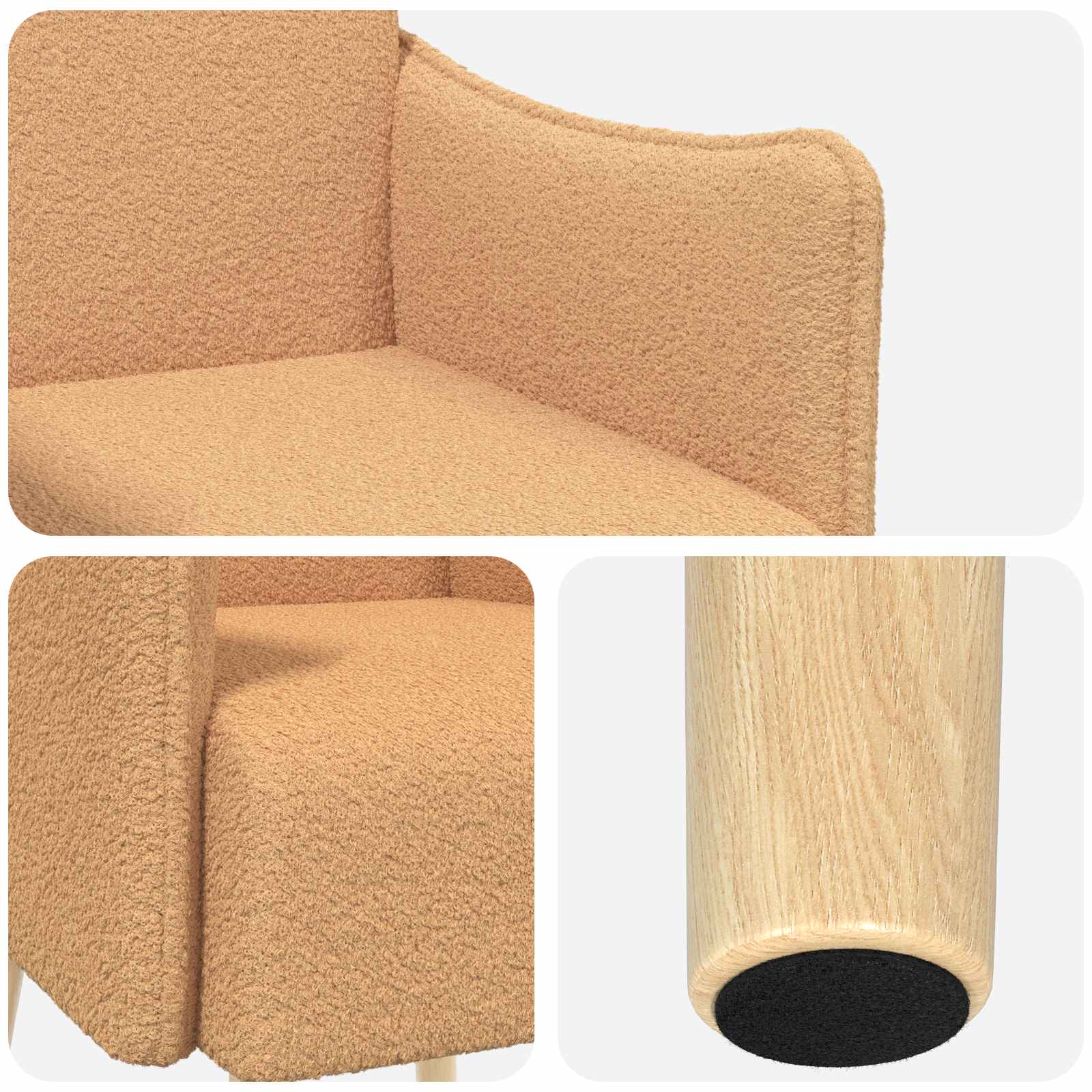 Accentstoel Beige Bouclé - Afbeelding 5