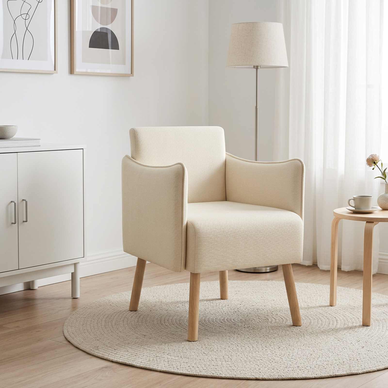 vidaXL Accentstol Cremefarvet Fløjl med struktur