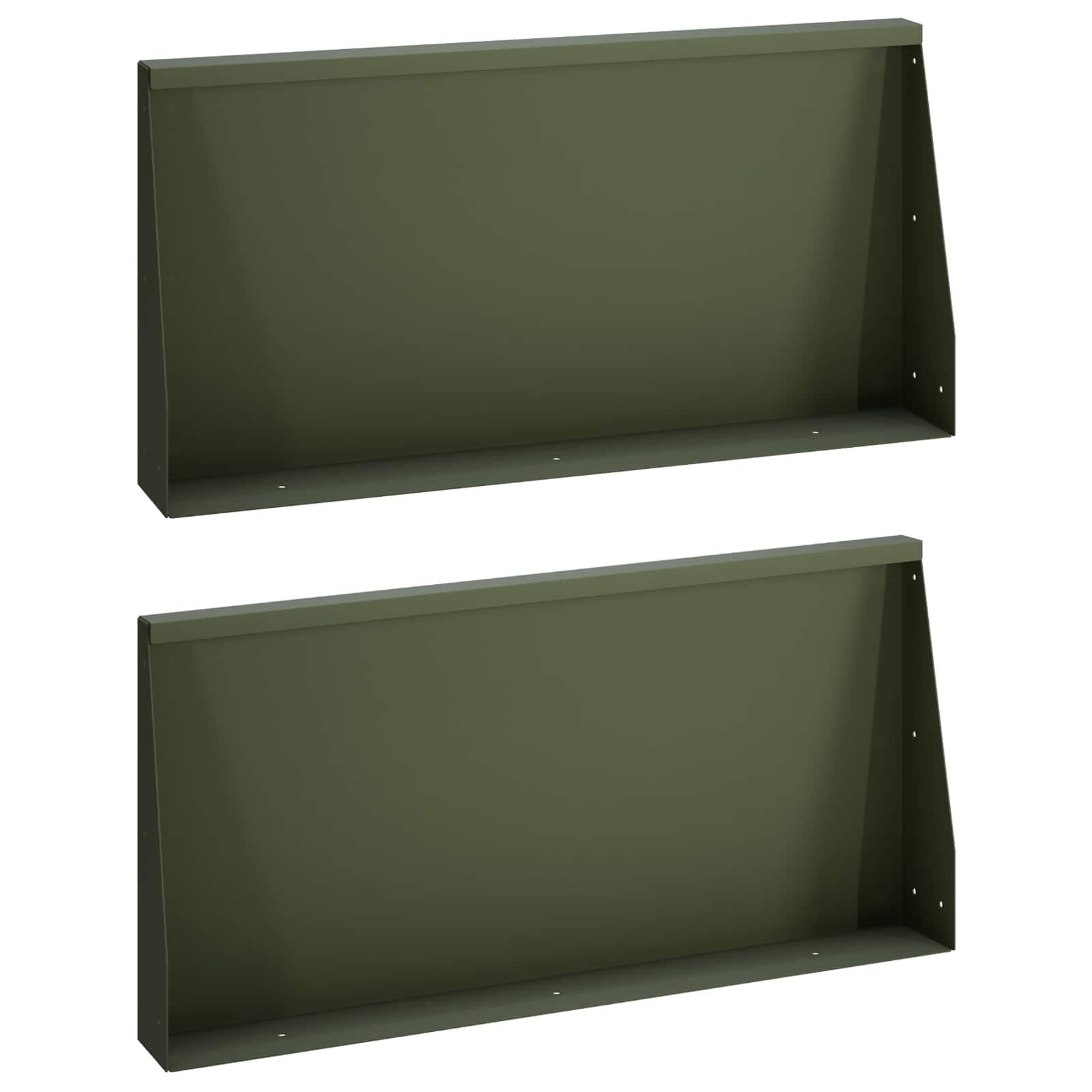 Задържащи стени 2 бр. 80 x 12 x 40 см Стомана Маслиненозелено — изображение 2