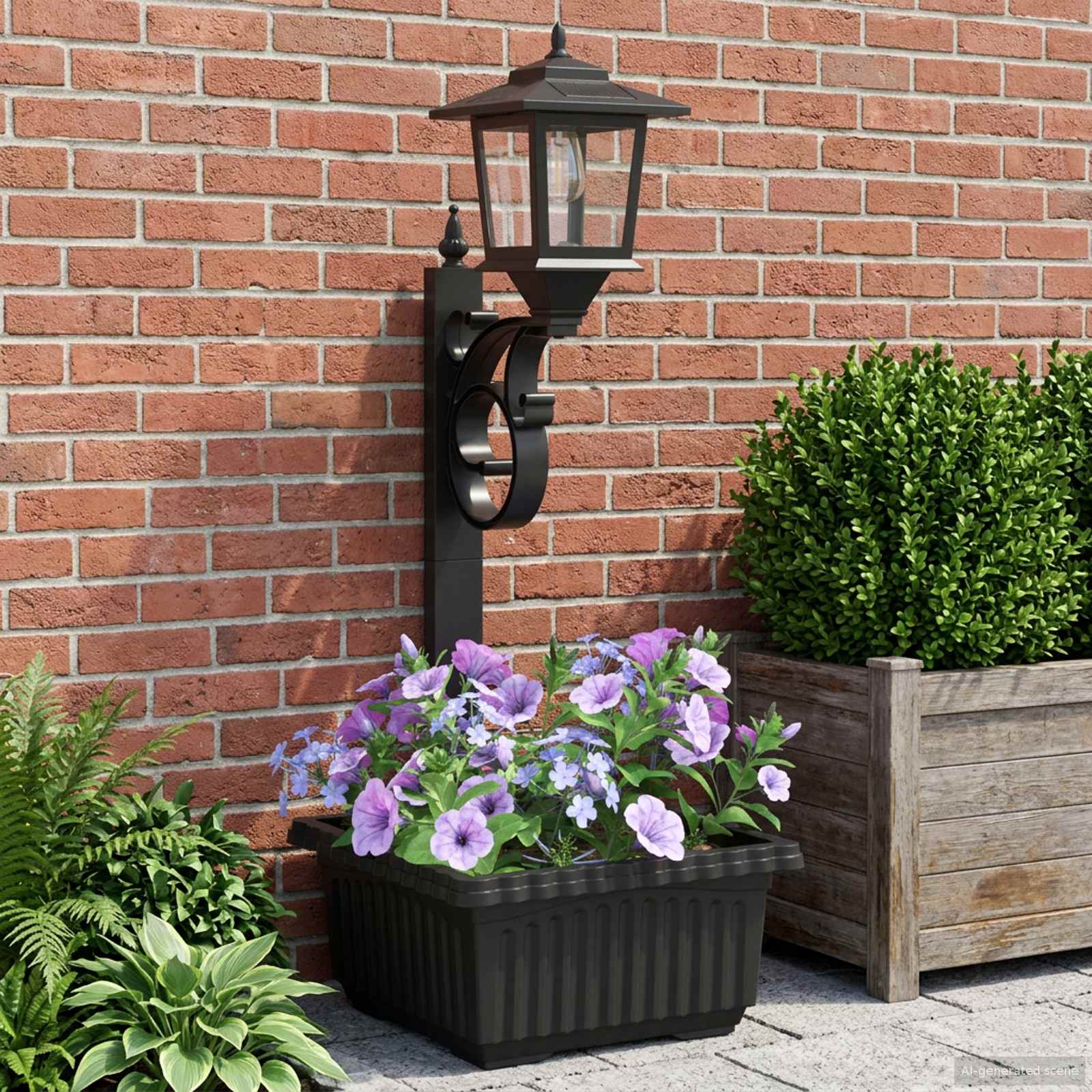 Bollard Light met Plantenbak Zwart 29 x 28 x 74 cm ABS en PP image 1