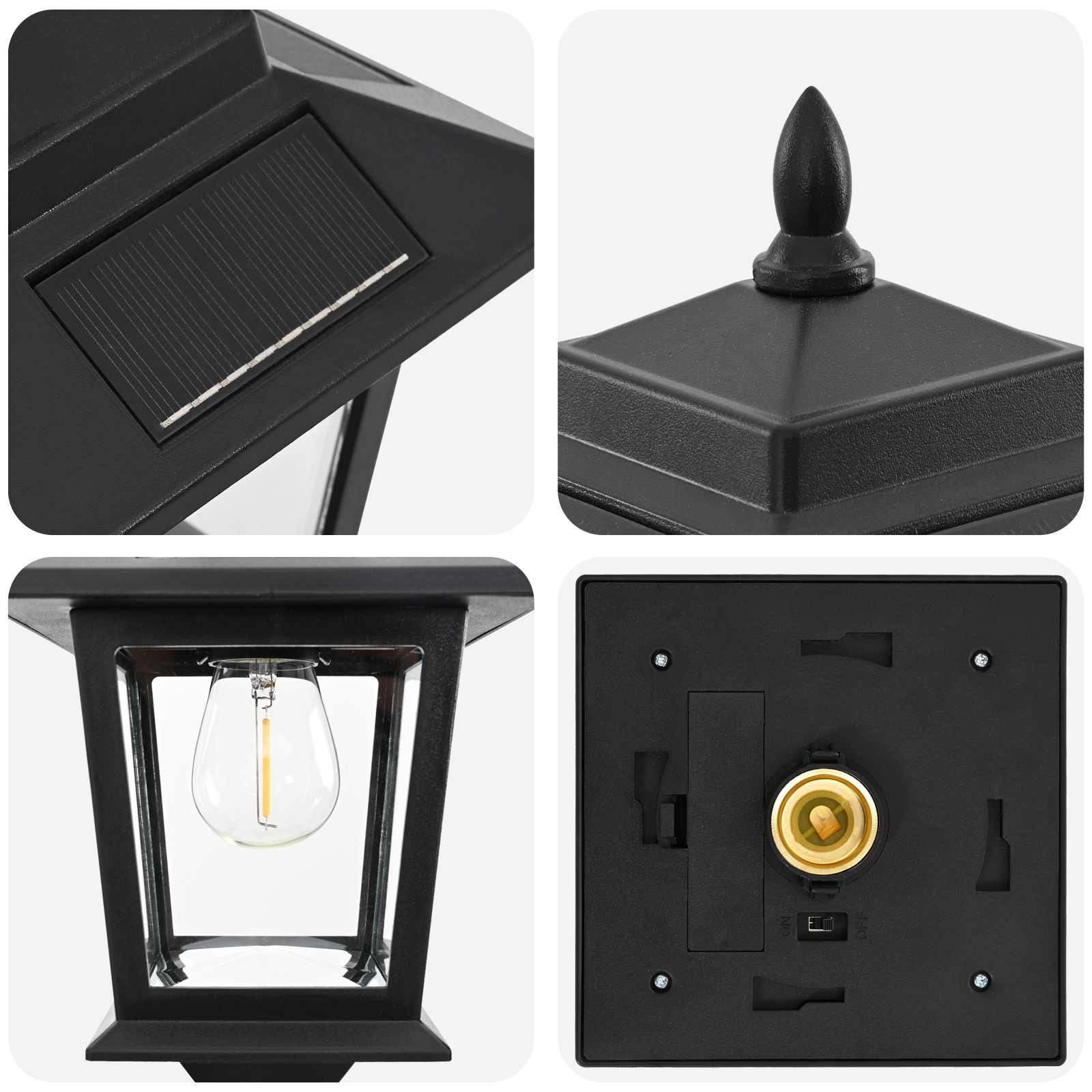 Lantaarnpaal Set 2 st Zwart 16 x 16 x 156 cm RVS en ABS image 6