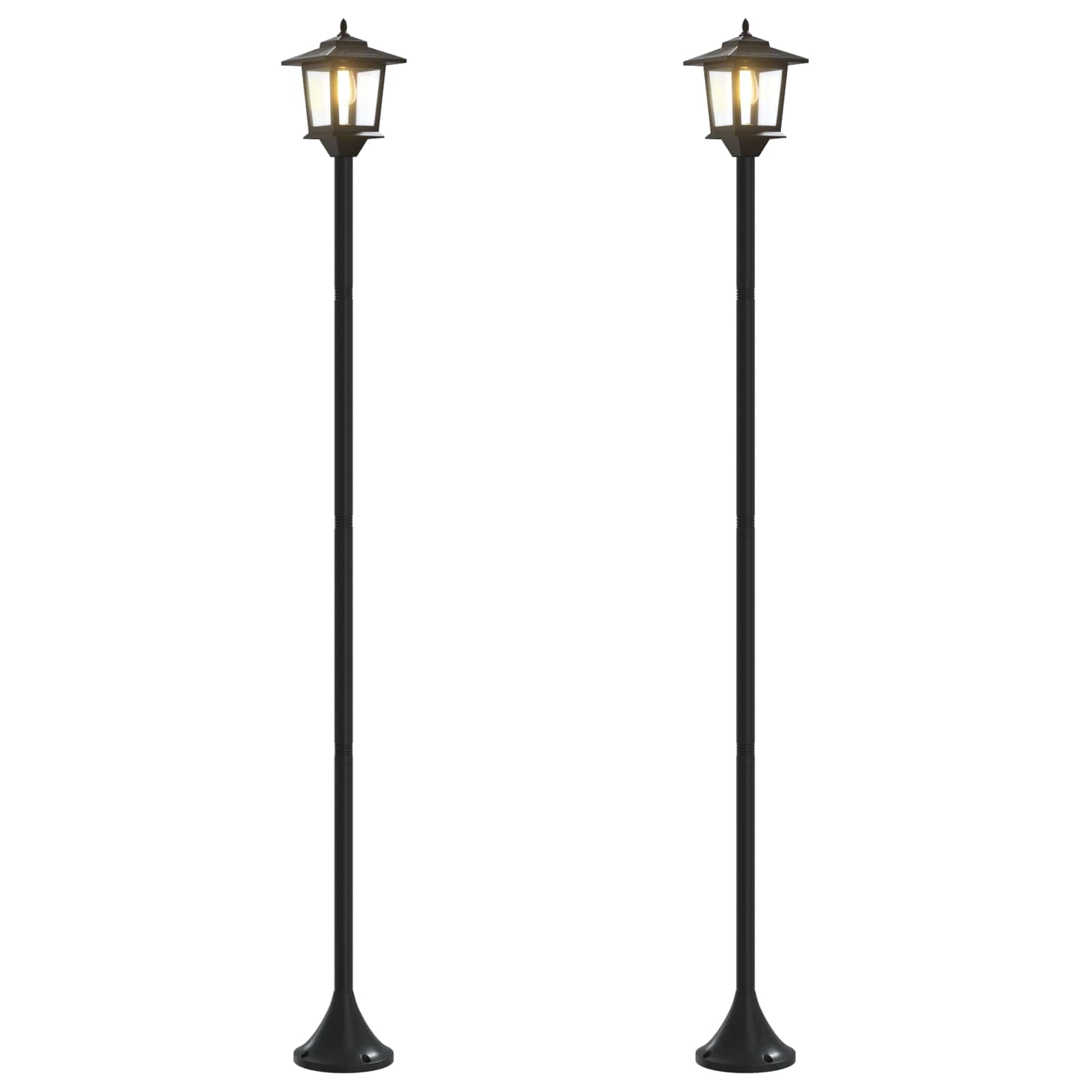 Lantaarnpaal Set 2 st Zwart 16 x 16 x 156 cm RVS en ABS image 2