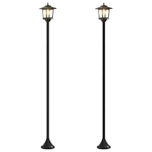 vidaXL Lamp Post Set with LED Bulb 2 tk Must 16 x 16 x 156 cm