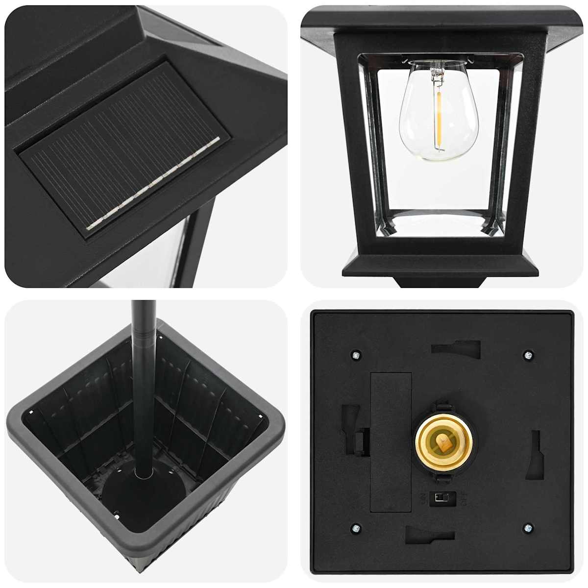 Solarlampe med plantekasse with LED Bulb Sort 32 x 32 x 158 cm - Billede 7