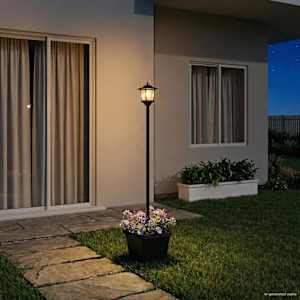 Sončna svetilka s korito with LED Bulb Črna 32 x 32 x 158 cm