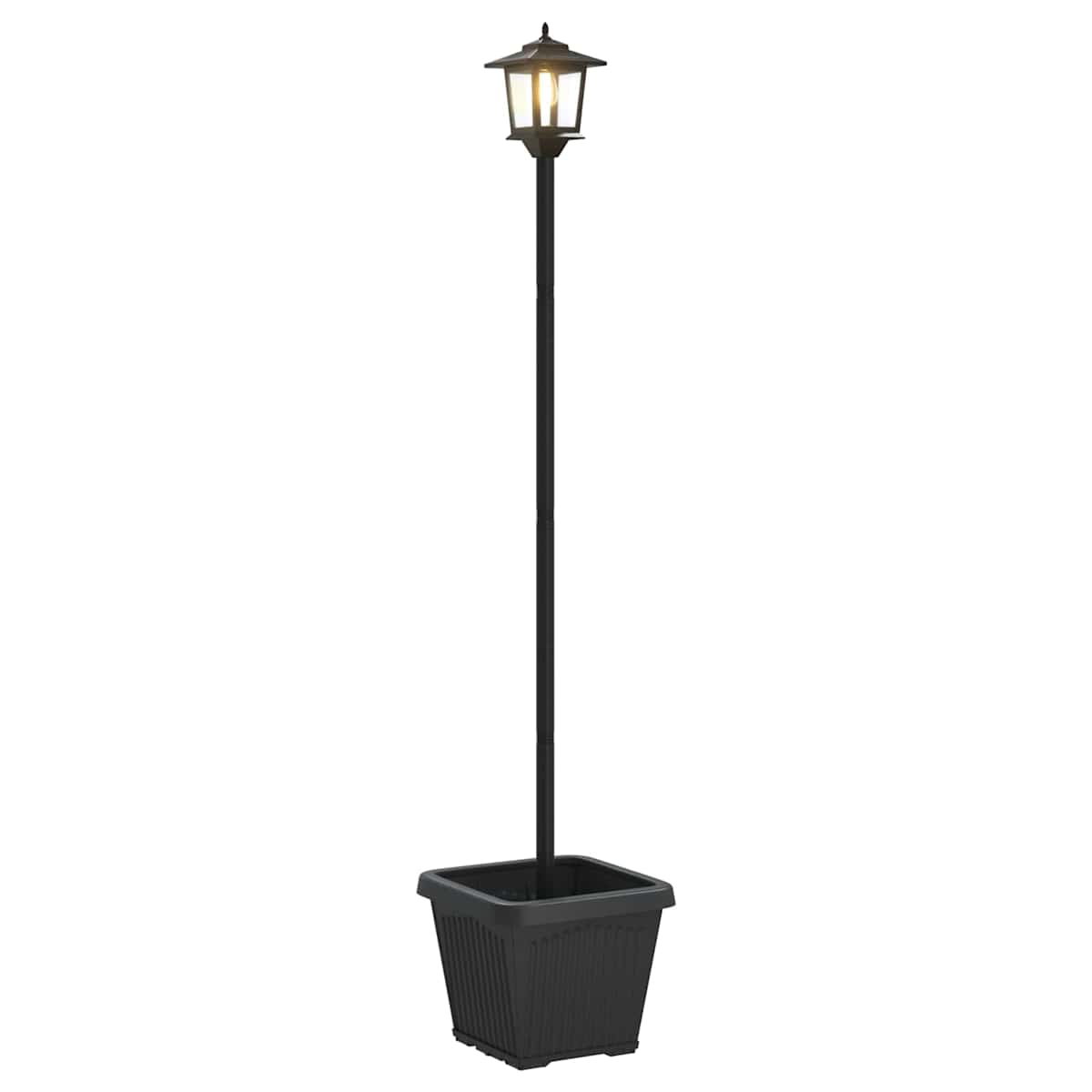 Solarlampe med plantekasse with LED Bulb Sort 32 x 32 x 158 cm - Billede 2