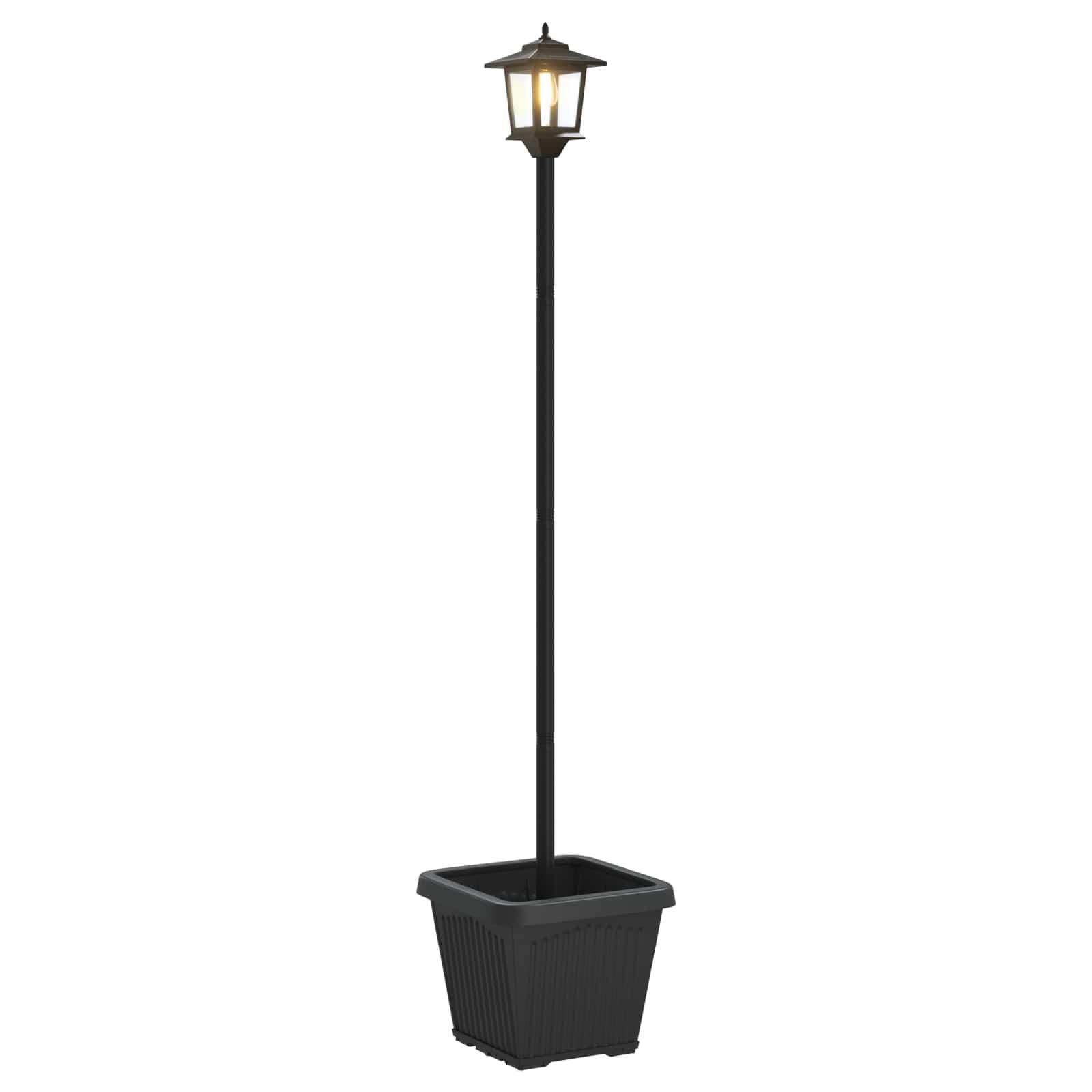 Solarlantaarnpaal met plantenbak warm wit 32 x 32 x 158 cm image 2