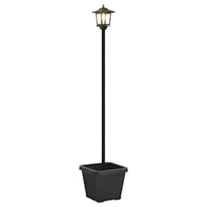 vidaXL P&auml;ikeseenergia lamp posti ja lillekastiga Must 32 x 32 x 158 cm