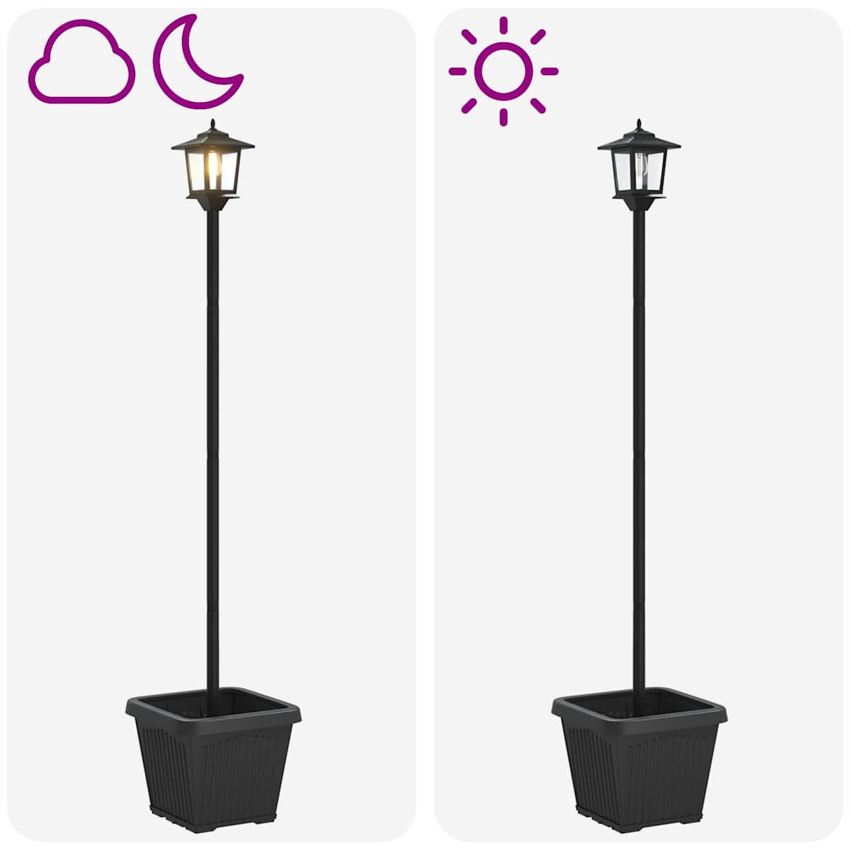Solarlampe med plantekasse with LED Bulb Sort 32 x 32 x 158 cm - Billede 9