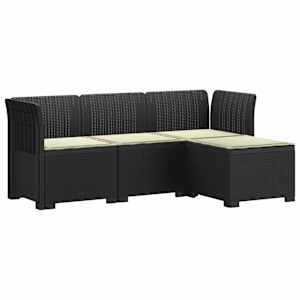4-sedežna vrtna sofa z blazinami, rattan videz PP Antracit