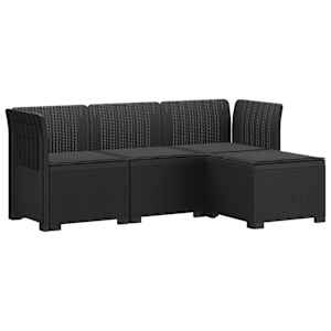 vidaXL 4-kohaline aia diivan patjadega rattan v&auml;limusega PP Antratsiit