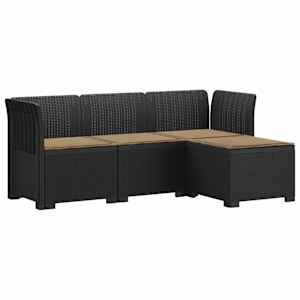 4-sedežna vrtna sofa z blazinami, rattan videz PP Antracit