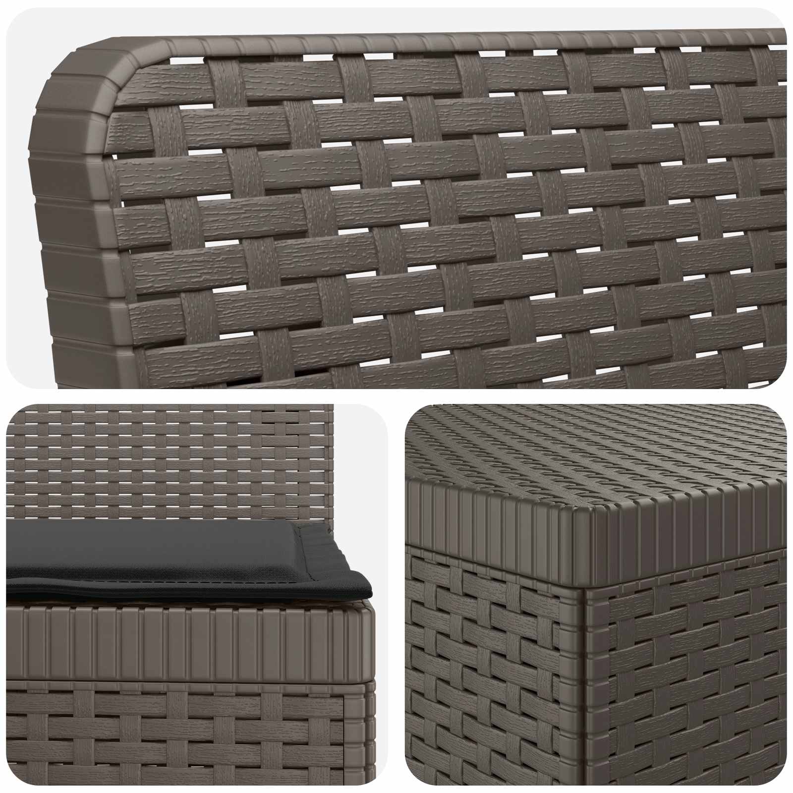4-sedežna vrtna sofa z blazinami, rattan videz PP Svetlo siva - slika 5