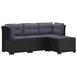 4-sedežna vrtna sofa z blazinami, rattan videz PP Antracit