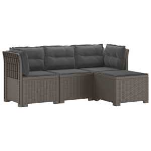 vidaXL 4-kohaline aia diivan patjadega rattan v&auml;limusega PP Helehall
