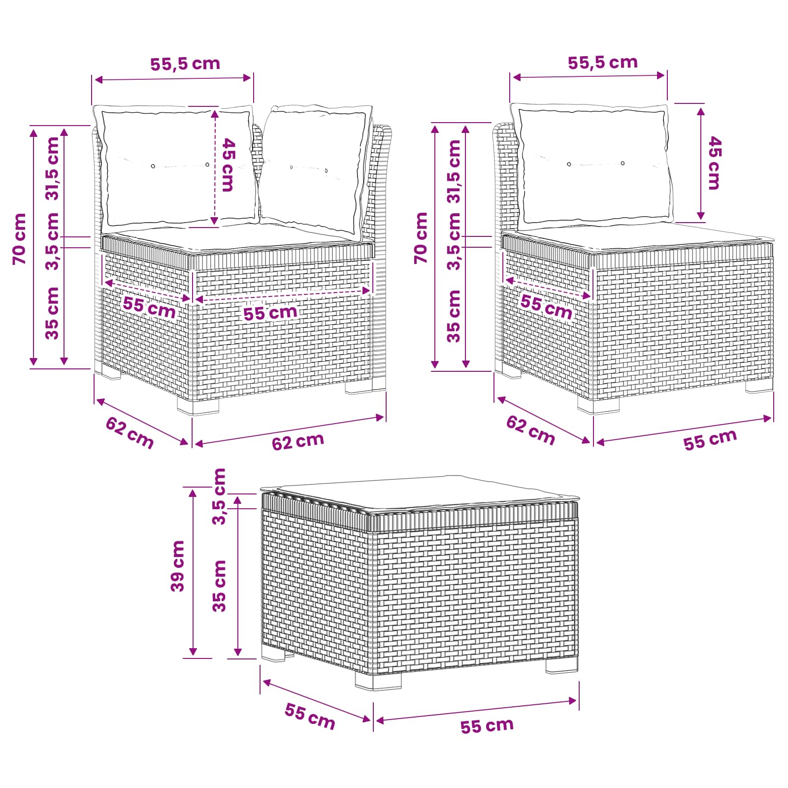 vidaXL 4-Sitzer Garten Sofa mit Kissen Rattan Look PP Hellgrau – Bild 9