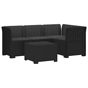vidaXL 4-kohaline aia diivan patjadega rattan v&auml;limusega PP Antratsiit