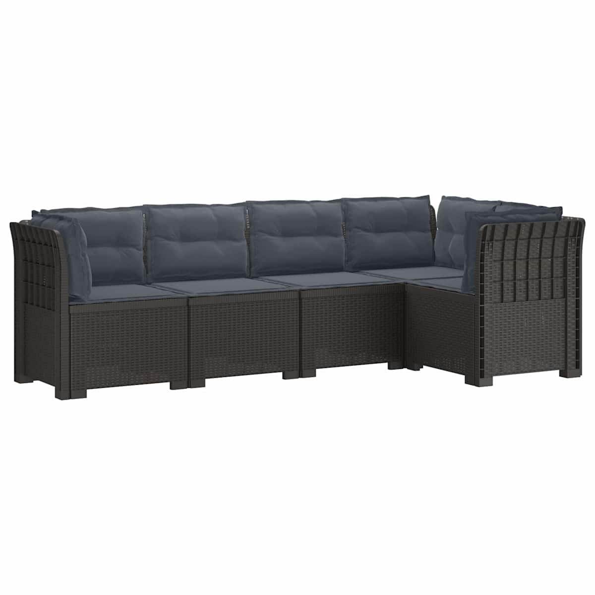 5-personers Havemøbel Sofa med Hynder Rattan Look PP - Billede 2