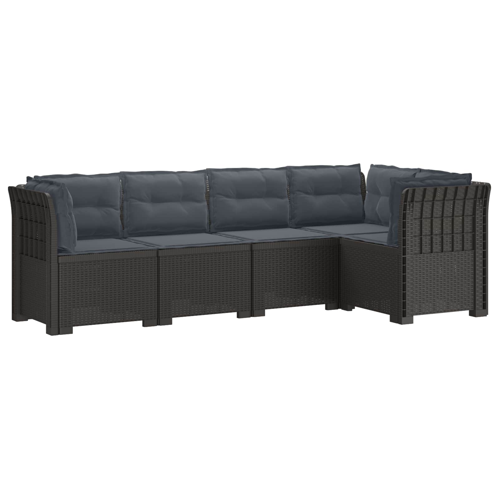 vidaXL 5-Sitzer Gartensofa mit Kissen Rattan-Look PP Hellgrau