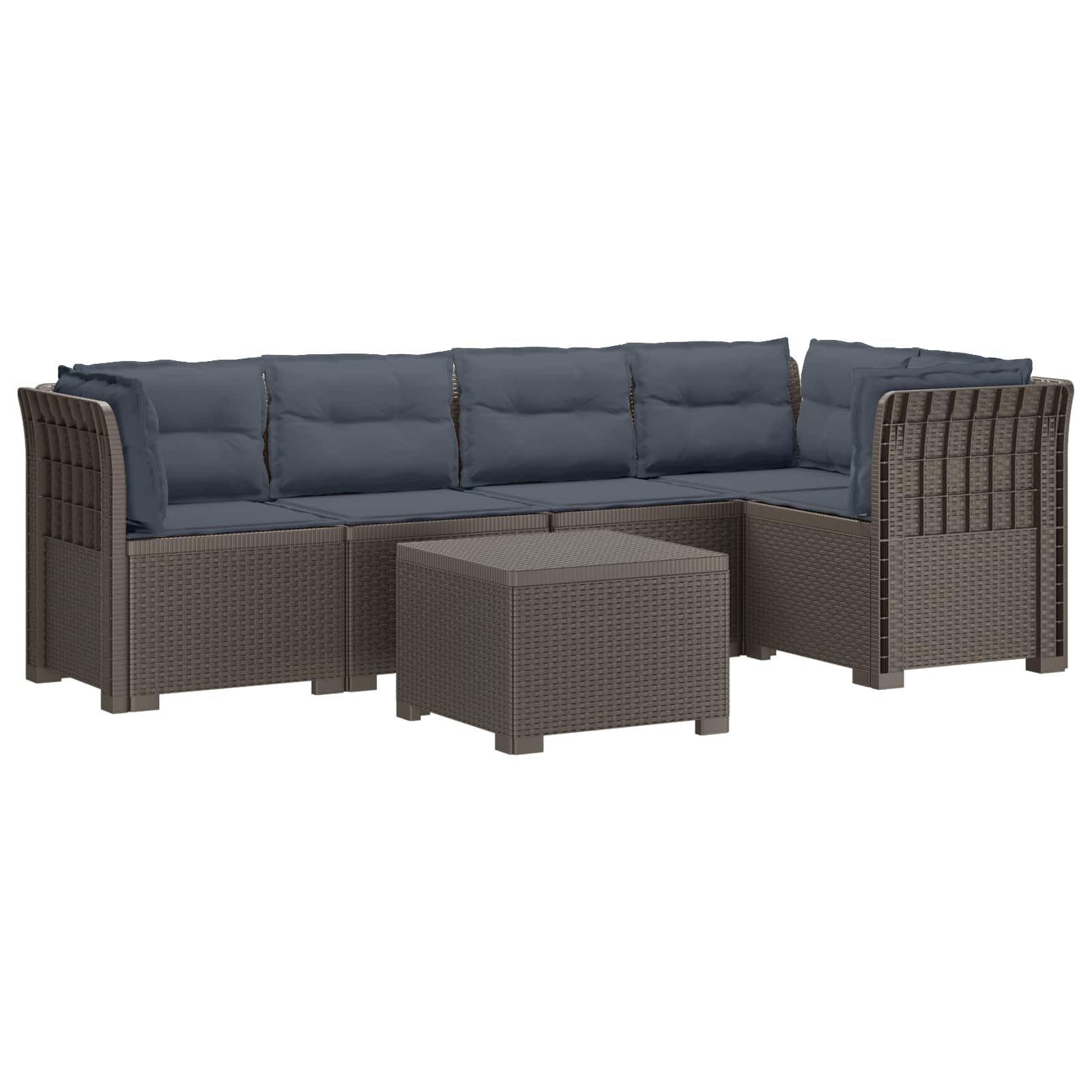 vidaXL 5-Sitzer Gartensofa mit Kissen Rattan-Look PP Hellgrau