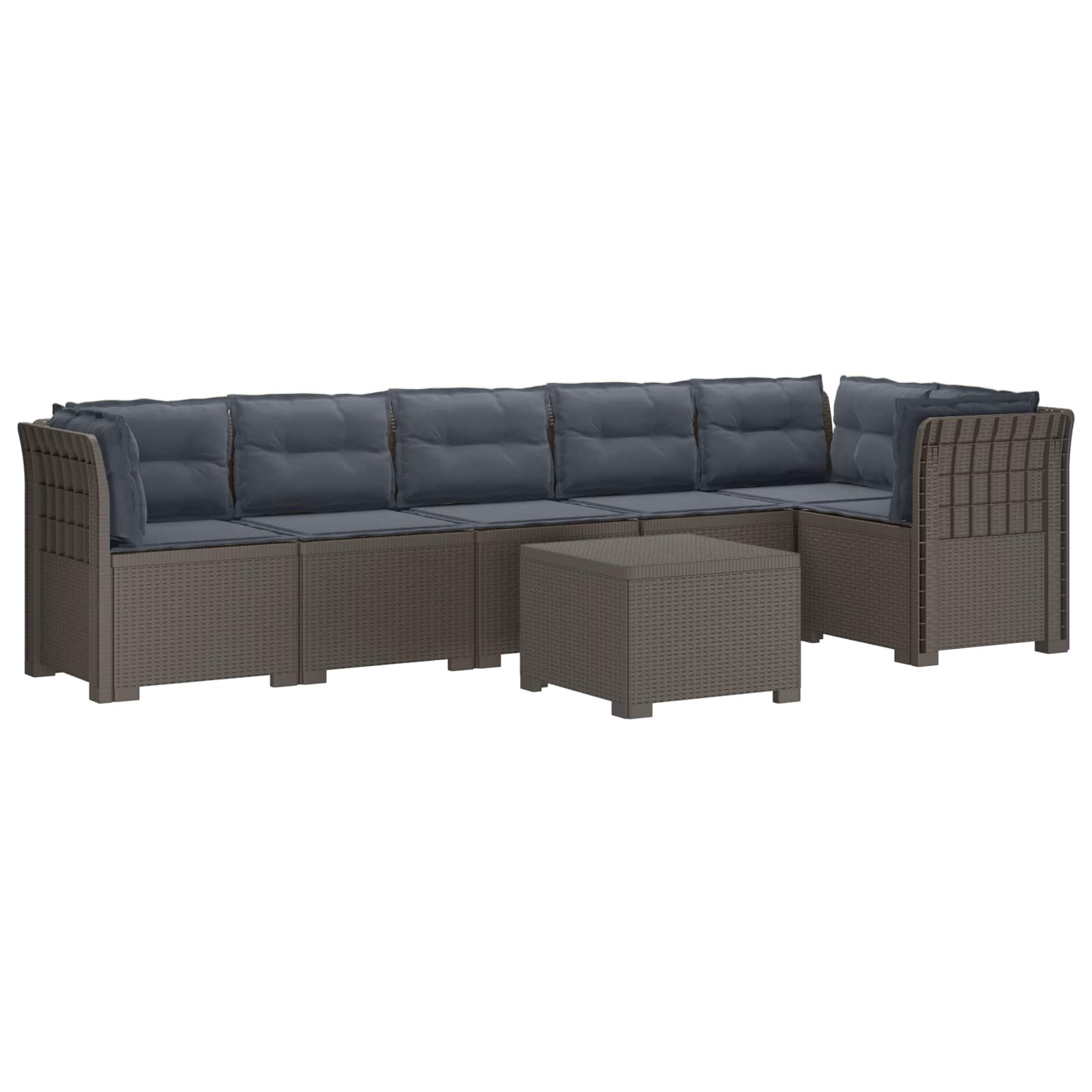 vidaXL 6-Sitzer Garten Sofa mit Kissen Rattan Look PP Hellgrau